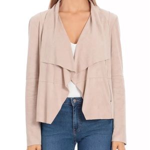 Bagatelle Faux-Suede Drape-Front Jacket, light pink